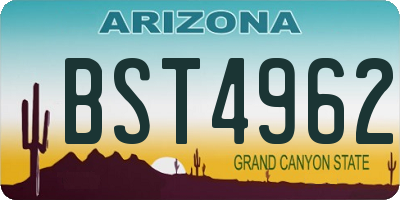 AZ license plate BST4962