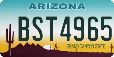 AZ license plate BST4965