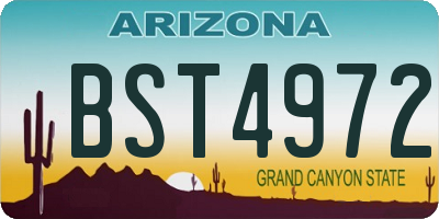 AZ license plate BST4972