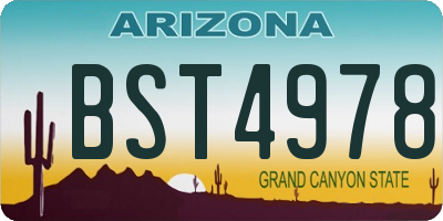 AZ license plate BST4978