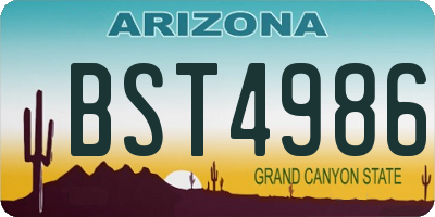 AZ license plate BST4986