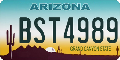 AZ license plate BST4989