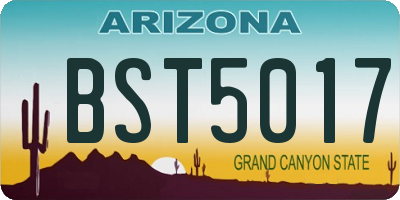 AZ license plate BST5017