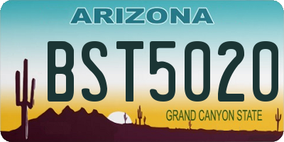 AZ license plate BST5020