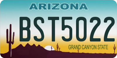 AZ license plate BST5022