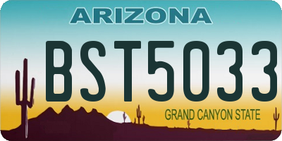 AZ license plate BST5033