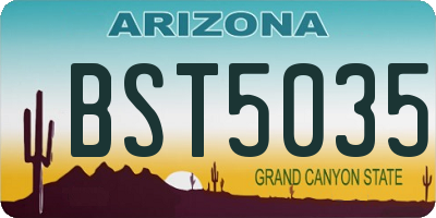 AZ license plate BST5035