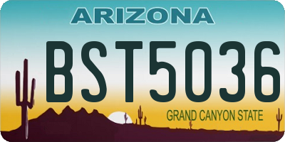 AZ license plate BST5036