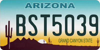 AZ license plate BST5039