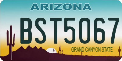 AZ license plate BST5067