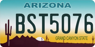 AZ license plate BST5076