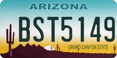 AZ license plate BST5149