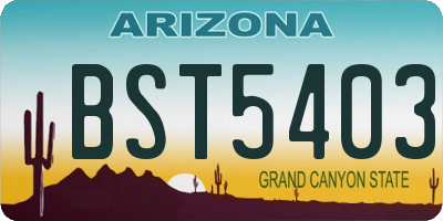 AZ license plate BST5403