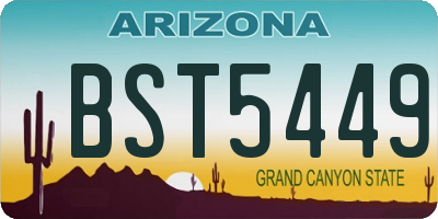 AZ license plate BST5449