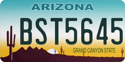 AZ license plate BST5645