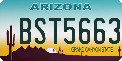 AZ license plate BST5663
