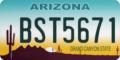 AZ license plate BST5671