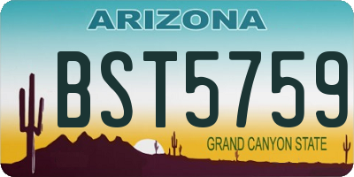 AZ license plate BST5759