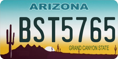 AZ license plate BST5765