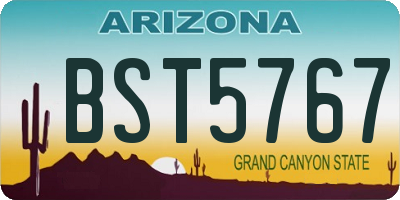 AZ license plate BST5767