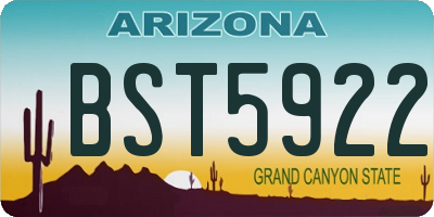 AZ license plate BST5922