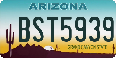 AZ license plate BST5939