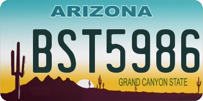 AZ license plate BST5986