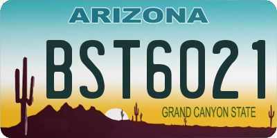 AZ license plate BST6021