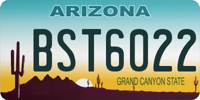 AZ license plate BST6022