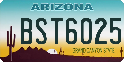 AZ license plate BST6025