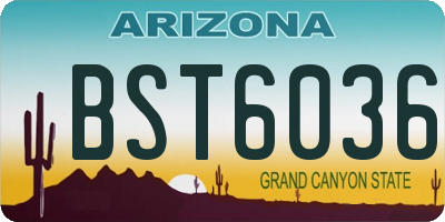 AZ license plate BST6036