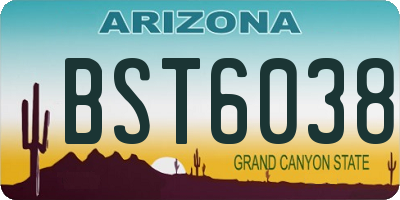 AZ license plate BST6038