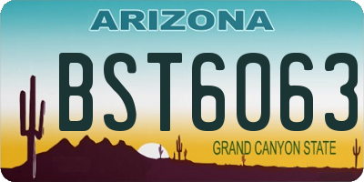 AZ license plate BST6063