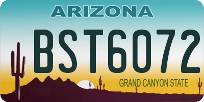 AZ license plate BST6072