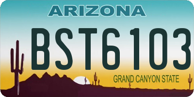 AZ license plate BST6103