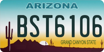 AZ license plate BST6106