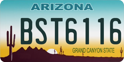 AZ license plate BST6116