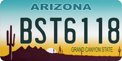 AZ license plate BST6118