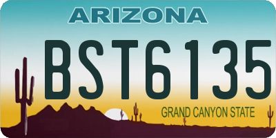 AZ license plate BST6135