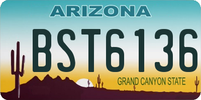 AZ license plate BST6136