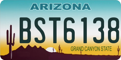 AZ license plate BST6138