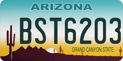 AZ license plate BST6203