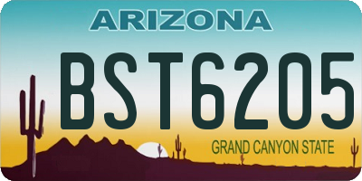 AZ license plate BST6205