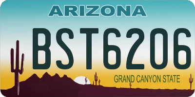 AZ license plate BST6206