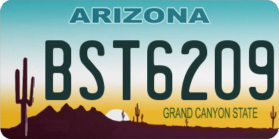 AZ license plate BST6209