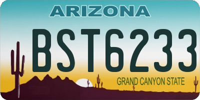 AZ license plate BST6233