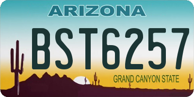 AZ license plate BST6257