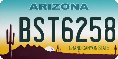 AZ license plate BST6258