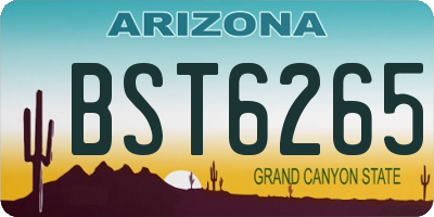 AZ license plate BST6265