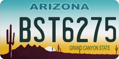 AZ license plate BST6275